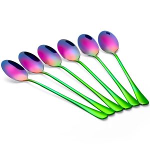 Lange lepels regenboog set van 6