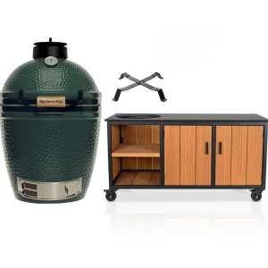 Big Green Egg Medium + Fraaii Tafel Bamboo Teak Oil Inferno