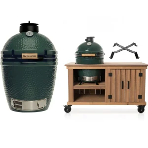 Big Green Egg Medium + Fraaii Tafel Meranti Storage