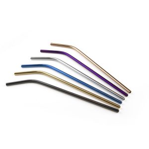 Gebogen rietje RVS assorti Ø 6 mm / 23,5cm