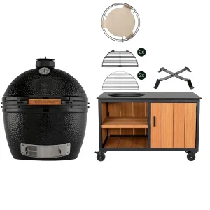 Big Green Egg The Onyx XL + Fraaii Tafel Bamboo Teak Oil Storage