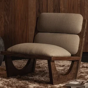 Upulent fauteuil bouclé/hout naturel | Bepurehome