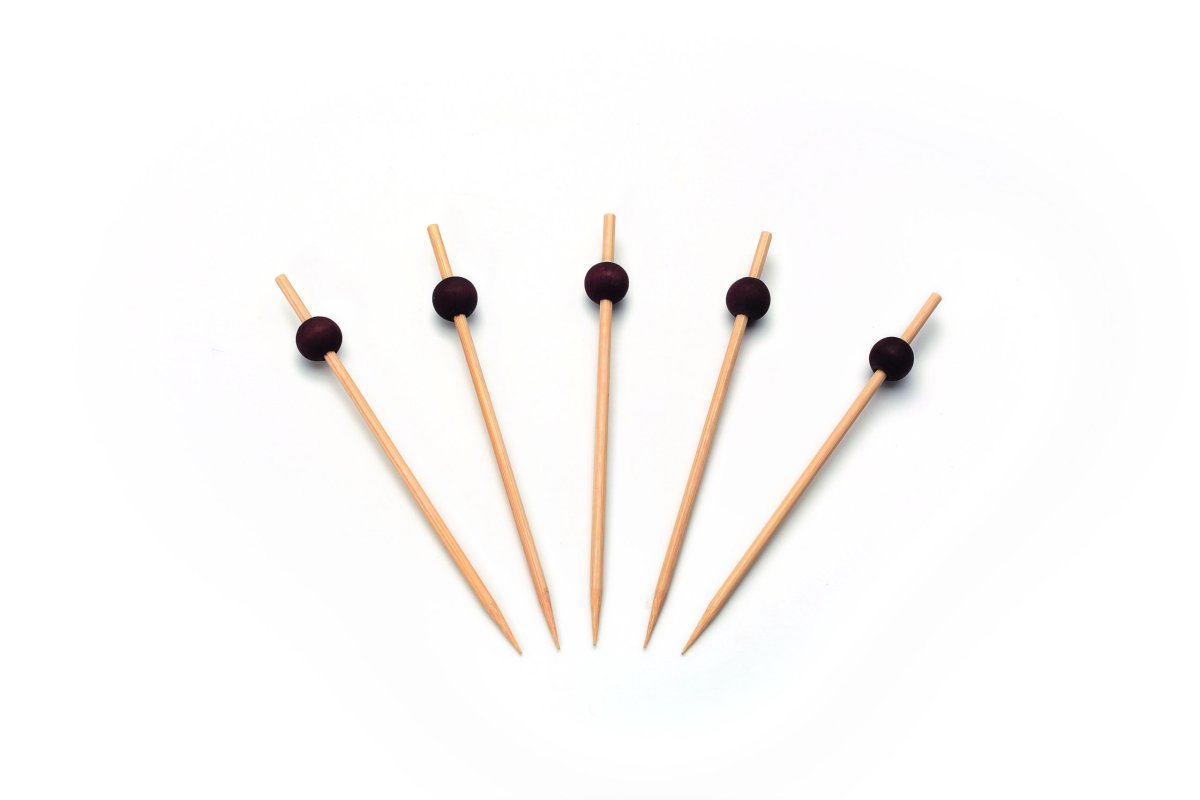 Prikker bamboe met zwarte bol 120mm - Afbeelding 2