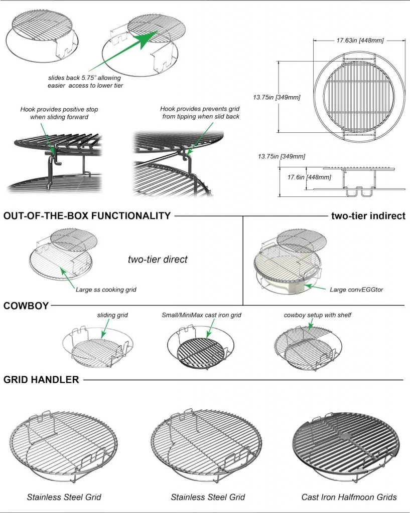 Big Green Egg halve gietijzeren rooster Medium - Afbeelding 3