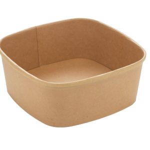Vierkante saladebak kraft 1200 ml / 17 bij 17 cm / 6 cm hoog (Set 1)
