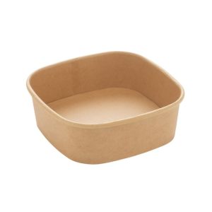 Vierkante saladebak kraft 400 ml / 13 bij 13 cm / 4 cm hoog (Set 1)