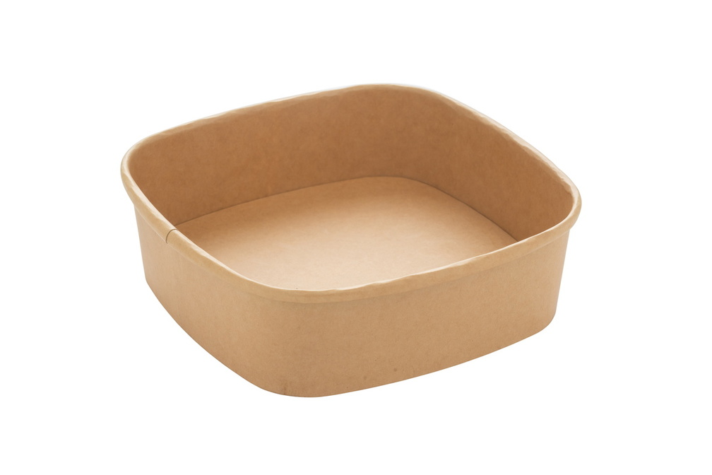 Vierkante saladebak kraft 900 ml / 17 bij 17 cm / 5 cm hoog (Set 1) - Afbeelding 2