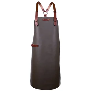 Xapron leren schort Bovine Taupe met schouderbanden
